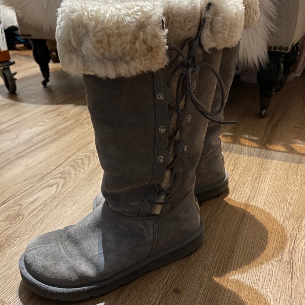 Tall Gray Lace Up Uggs